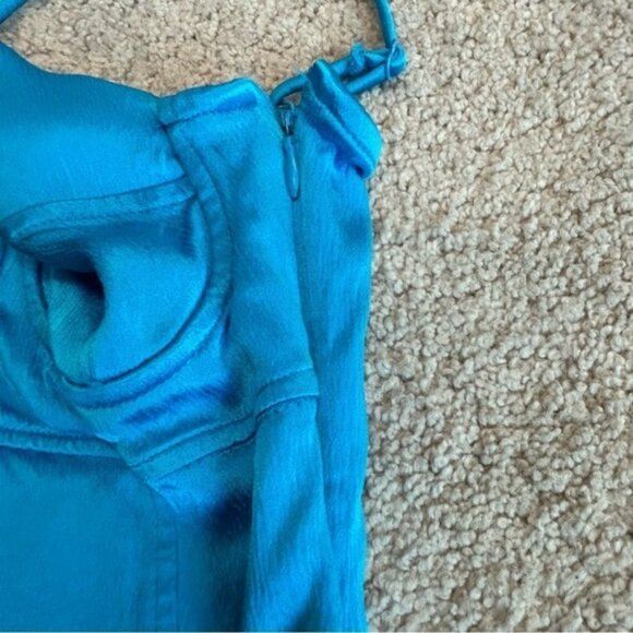Zara blue satin spaghetti strap bustier corset bodysuit Sz S NWOT - Picture 4 of 13